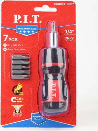 Набор отвертка с битами P.I.T. Advance HSDR04-0007 (7 предметов) – изображение в каталоге