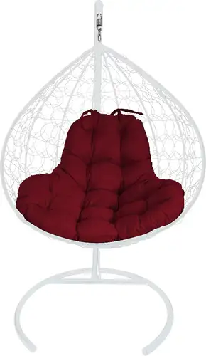 Подвесное кресло M-Group XL 11120102 (белый ротанг/бордовая подушка)
