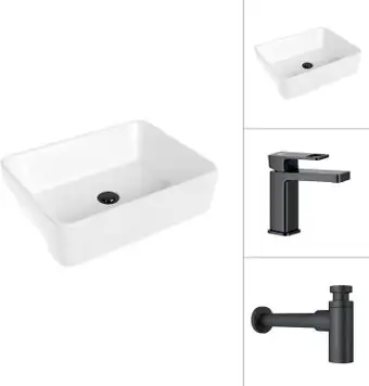 Умывальник Lauter 21675 + Cascade 21СК655BS с сифоном 21635B (черный матовый) - изображение в каталоге