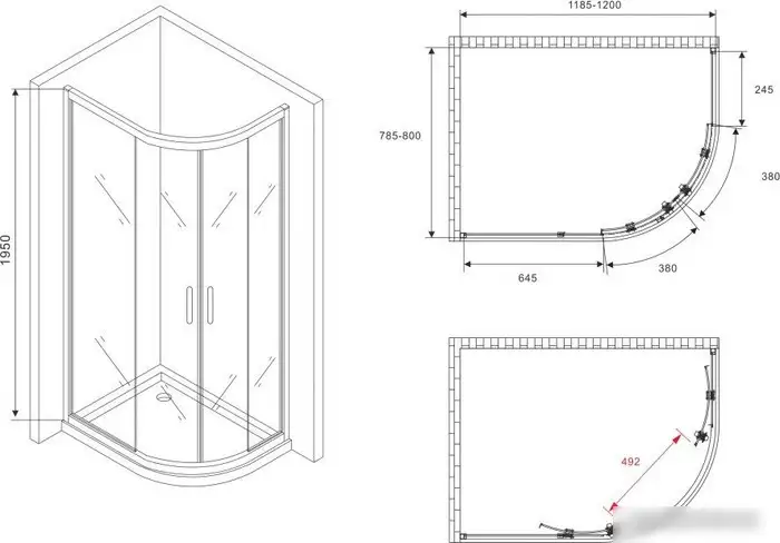 Душевой уголок Abber Schwarzer Diamant AG01128 - фото товара