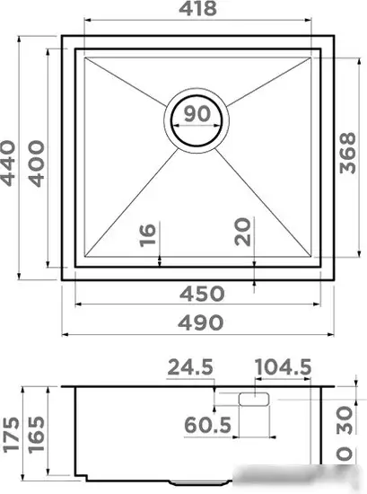 Кухонная мойка Omoikiri Kasen 49-16 INT GM (вороненая сталь) - фото товара