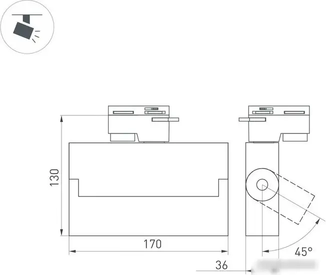 Трековый светильник Arlight LGD-LOFT-TRACK-2TR-S170-10W Warm3000 036469 – фото товара