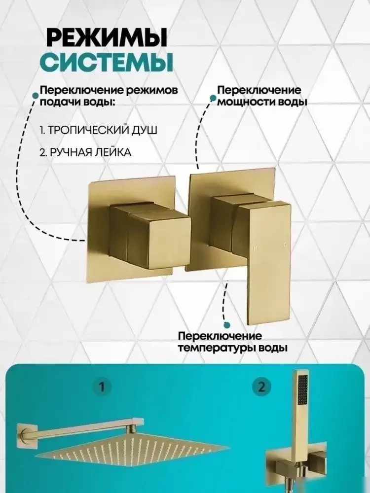 Душевая система Grocenberg GB5080 (золото матовый) - фото товара