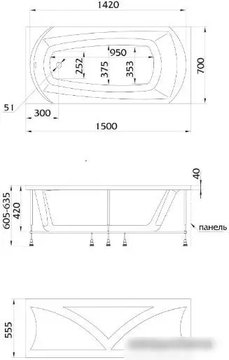 Ванна 1Марка Elegance 150x70 (с ножками) - фото товара