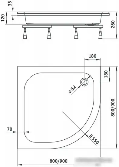 Душевой поддон Deante Standard Plus II 80x80 KTU 032B - фото товара