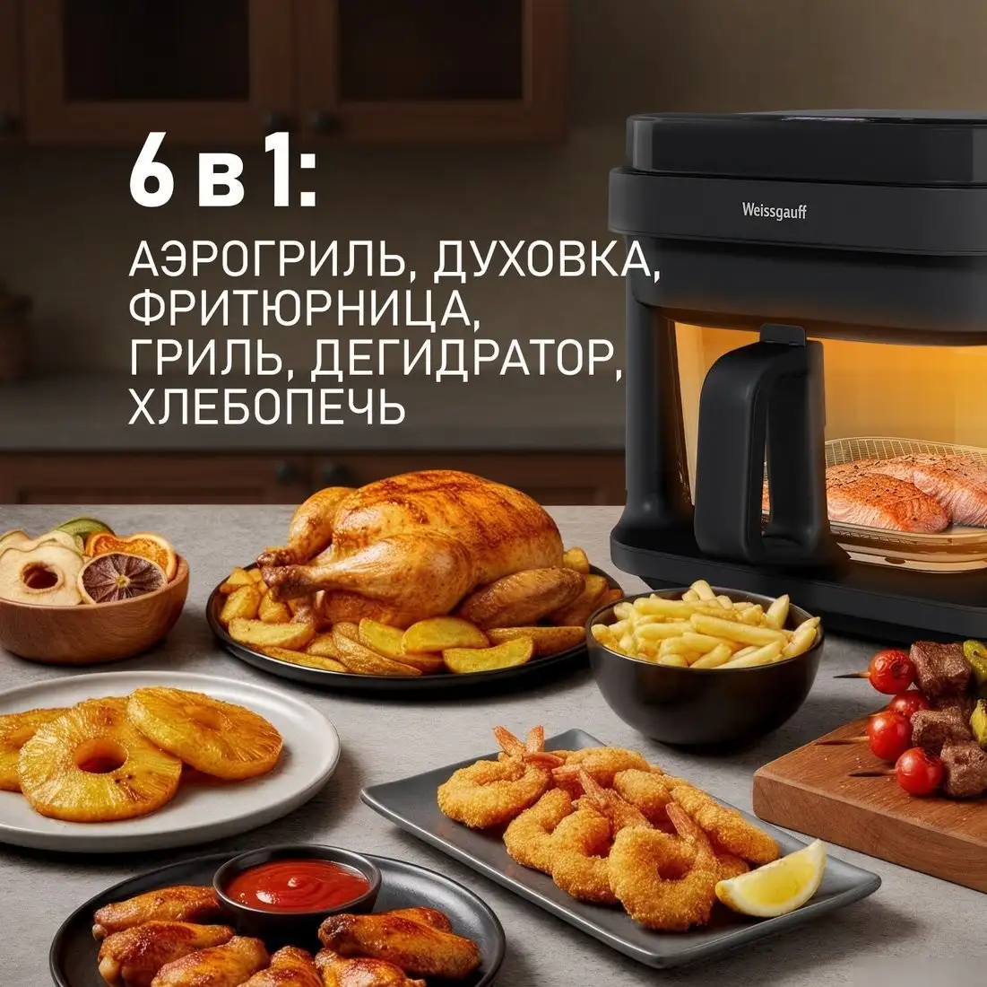 Аэрогриль (аэрофритюрница) Weissgauff WAF 515 GB Air Cook Master – фото товара
