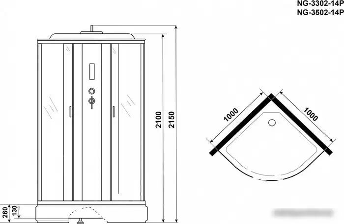 Душевая кабина Niagara NG-3502-14P 100x100 (тонированное стекло) - фото товара