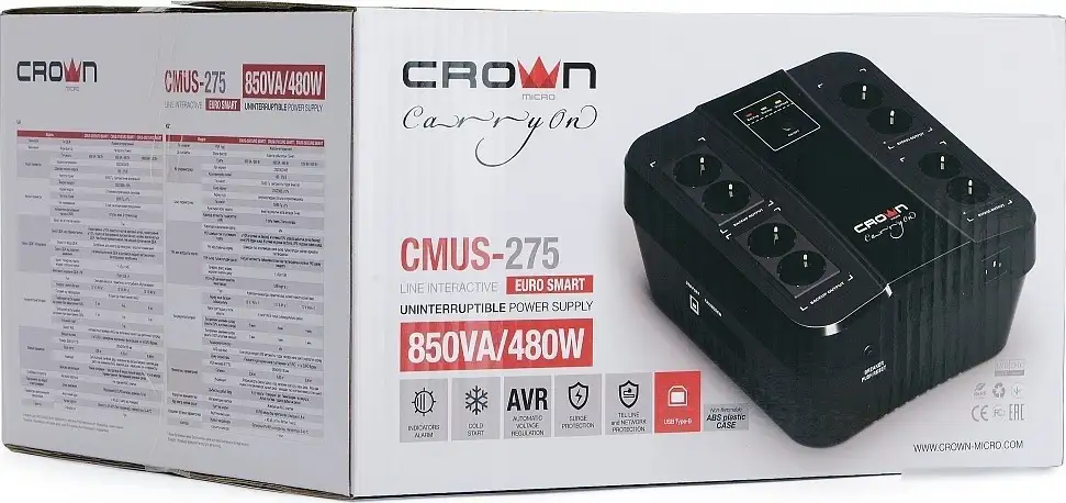 Источник бесперебойного питания CrownMicro Smart CMUS-275 Euro – фото товара