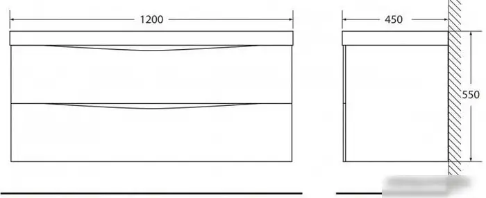 BelBagno Тумба под умывальник Marino-1200-2C-SO-NL-P (nero laccato lucid) – фото товара