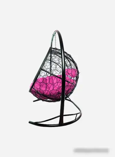 Подвесной диван M-Group Лежебока 11180408 (с черным ротангом/розовая подушка) – фото товара