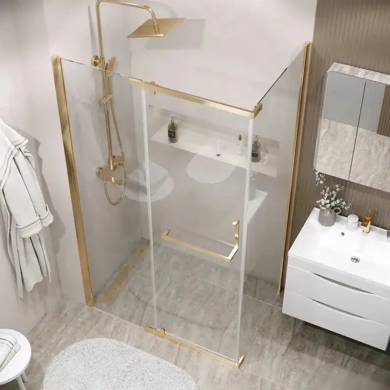 Душевая стенка Grossman Pragma 90x195 200.K33.03.90.32.00 (золото сатин,стекло прозрачное) - фото товара