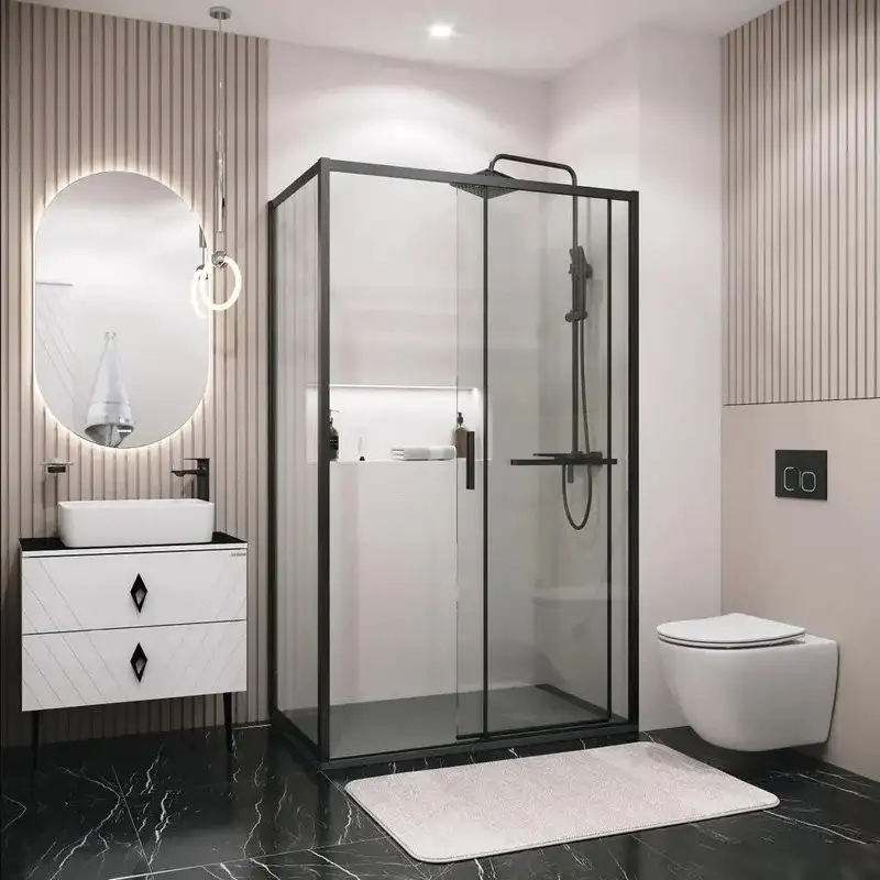 Душевая стенка Grossman Style 90x195 200.K33.05.90.21.00 (черный матовый, стекло прозрачное) - фото товара