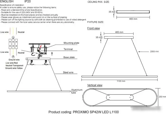 Подвесная люстра Crystal Lux PROXIMO SP42W LED L1100 BLACK – фото товара