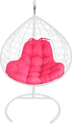 Подвесное кресло M-Group XL 11120108 (белый ротанг/розовая подушка)