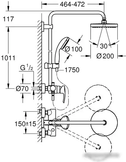 Душевая система Grohe New Tempesta Cosmopolitan 200 26244001 - фото товара