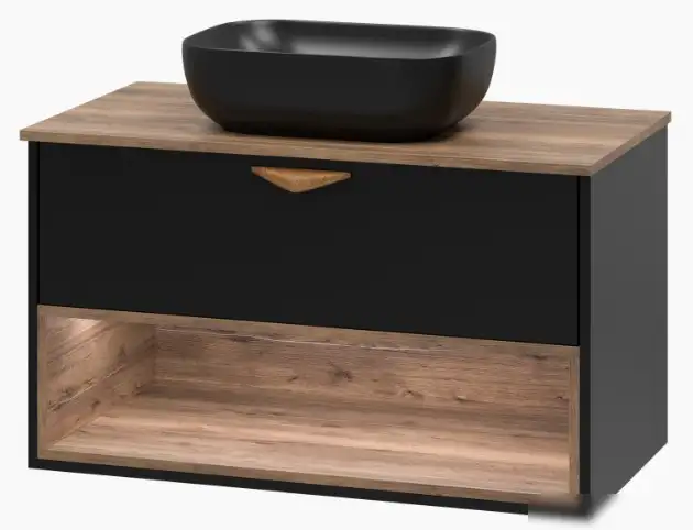 Brevita Тумба под умывальник Bergen 90 BER-07090-19-02-1Я (черный/темное дерево) – фото товара