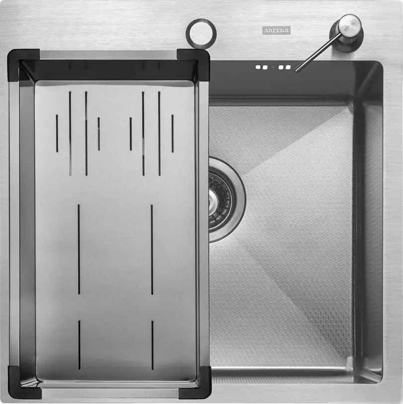 Кухонная мойка ARFEKA Eco AR мойка 500*500, коландер G, дозатор Satin Decor - фото товара