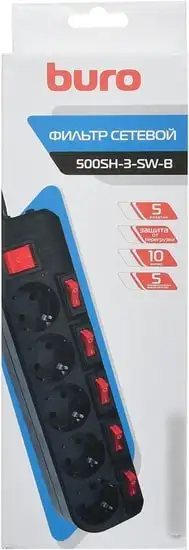 Сетевой фильтр Buro 500SH-3-SW-B – фото товара