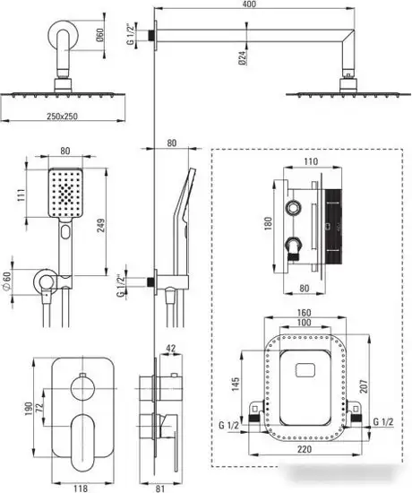 Душевая система Deante Alpinia BXYZ0GAM - фото товара