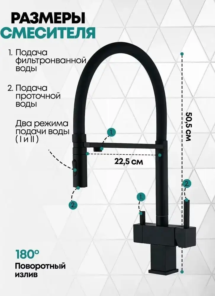 Смеситель Grocenberg GB4098 (черный матовый) - фото товара