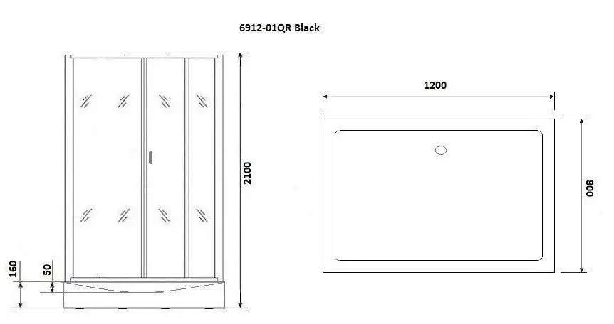 Душевая кабина Niagara NG-6912-01QR 120x80x210 (тонированное стекло) - фото товара