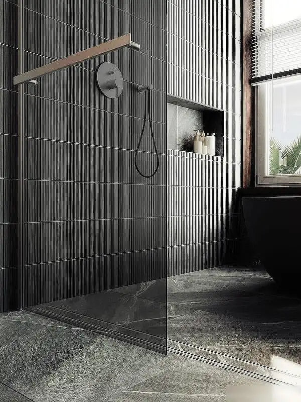 Душевая стенка MaybahGlass 99x195 MGD-1461-5ш (графитовое стекло/хром матовый) - фото товара