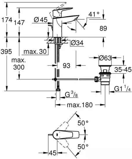 Смеситель Grohe Bauedge 23328001 - фото товара