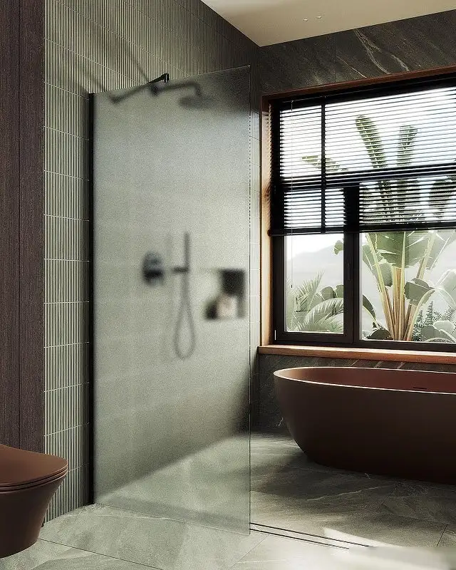 Душевая стенка MaybahGlass 89x195 MGD-690-6ш (сатин стекло/черный) - фото товара