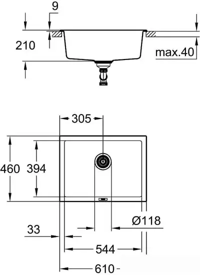 Кухонная мойка Grohe K700U 70-C 61/45.7 1.0 31655AP0 (черный гранит) - фото товара