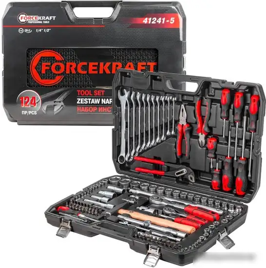 Универсальный набор инструментов ForceKraft FK-41241-5 (124 предмета) – фото товара