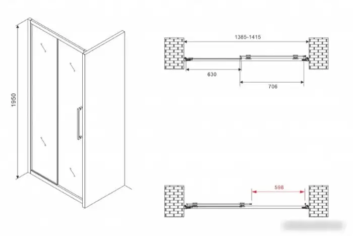 Душевая дверь Abber Schwarzer Diamant AG30140H - фото товара