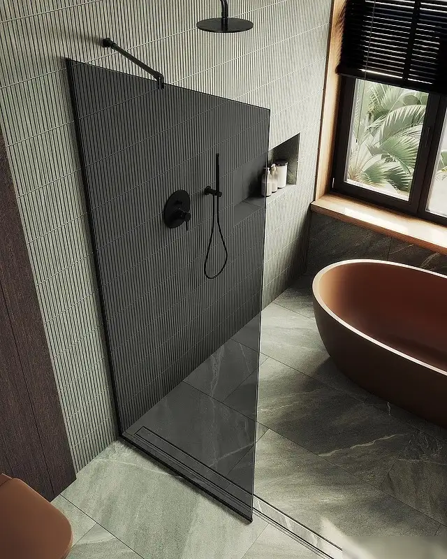 Душевая стенка MaybahGlass 195x109 MGD-681-6у (графитовое стекло/черный) - фото товара