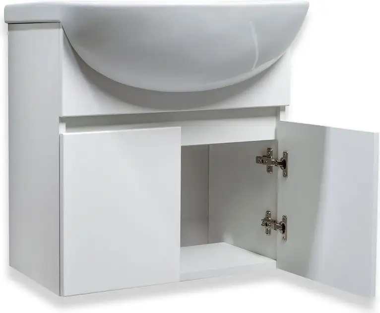 Runo Тумба с умывальником Runo Лада 50 + Уют 50 (подвесная, белый) – фото товара