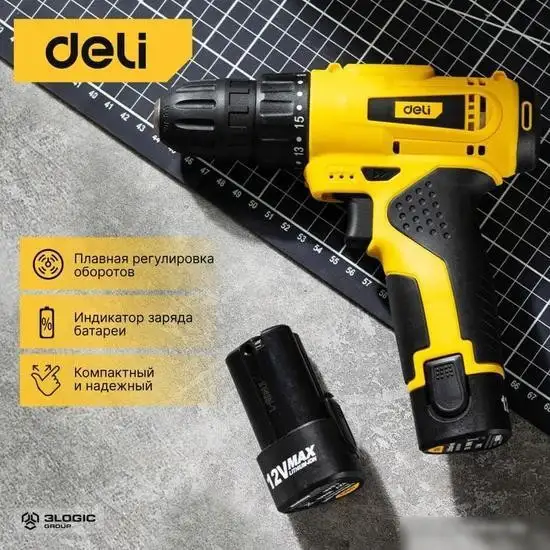 Дрель-шуруповерт Deli DL-DZ12-E2D1 102880 (с 2-мя АКБ, кейс) – фото товара