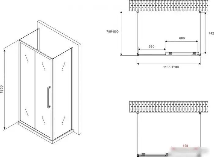 Душевой уголок Abber Schwarzer Diamant AG30120H-S80-S80 - фото товара