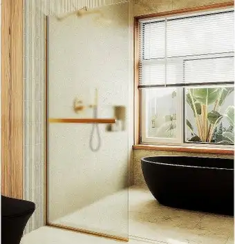 Душевая стенка MaybahGlass 89x195 MGD-737-3у (сатин стекло/золото) - изображение в каталоге