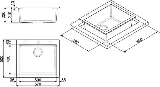 Кухонная мойка Smeg VZ57N - фото товара