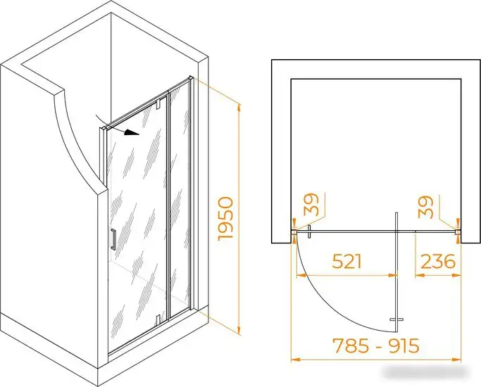 Душевая дверь RGW PA-008 350800889-11 80 (хром/прозрачное стекло) - фото товара