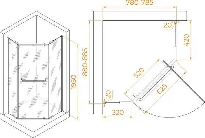 Душевой уголок RGW PA-091 35089189-11 80x90 (хром/прозрачное стекло) - фото товара