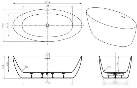 Ванна BelBagno BB707-1860-880 - фото товара