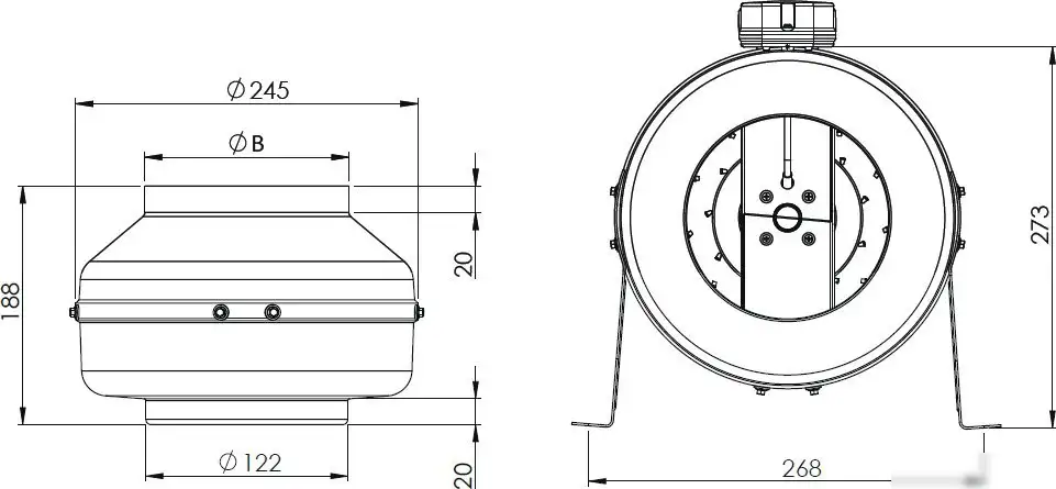 Радиальный вентилятор Bahcivan BDTX 125 – фото товара