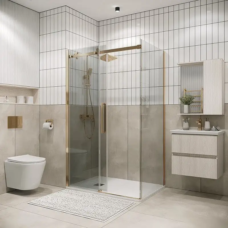 Душевой уголок Grossman Classic 100x90x195 120.K33.04.1090.32.00 (золото сатин/стекло прозрачное) - фото товара