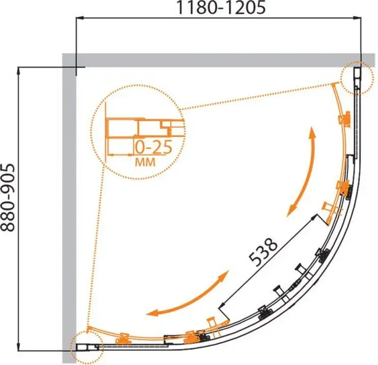 Душевой уголок Cezares MOLVENO-RH-2-120/90-C-GM-IV - фото товара