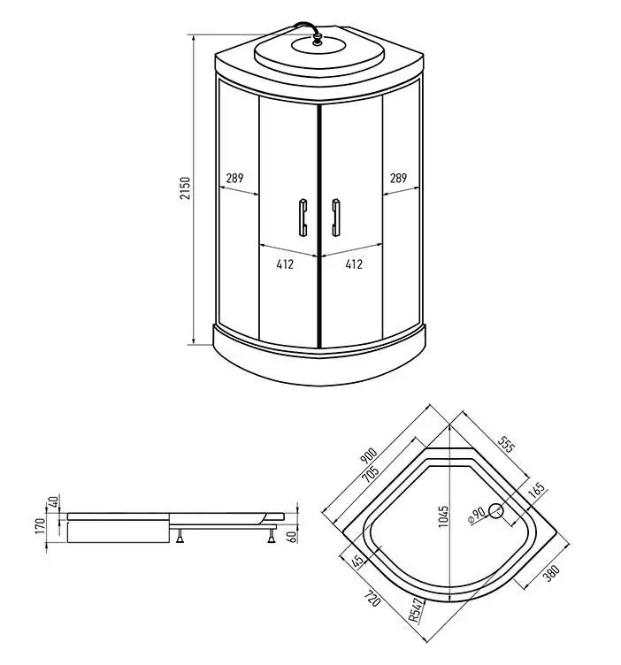 Душевая кабина Erlit ER3509PF-C3-RUS 90x90 - фото товара