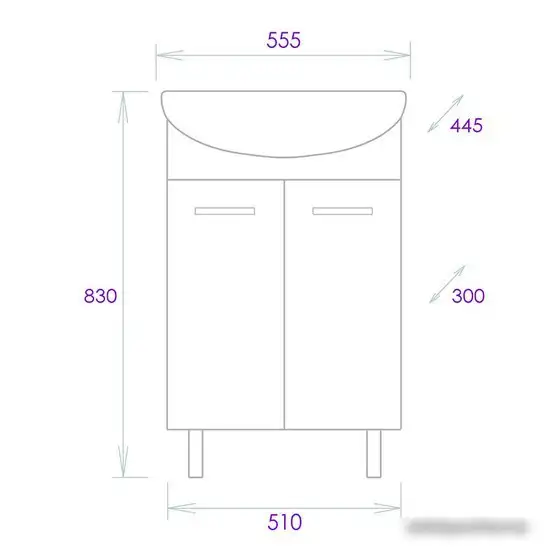 Onika Тумба под умывальник Коралл 55.10 105558 (белый) – фото товара
