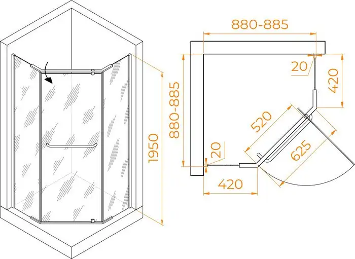 Душевой уголок RGW PA-081B 35088199-14 90x90 (черный/прозрачное стекло) - фото товара