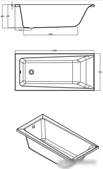 Ванна Cersanit Lorena 150x70 (с каркасом и 2 экранами) - фото товара