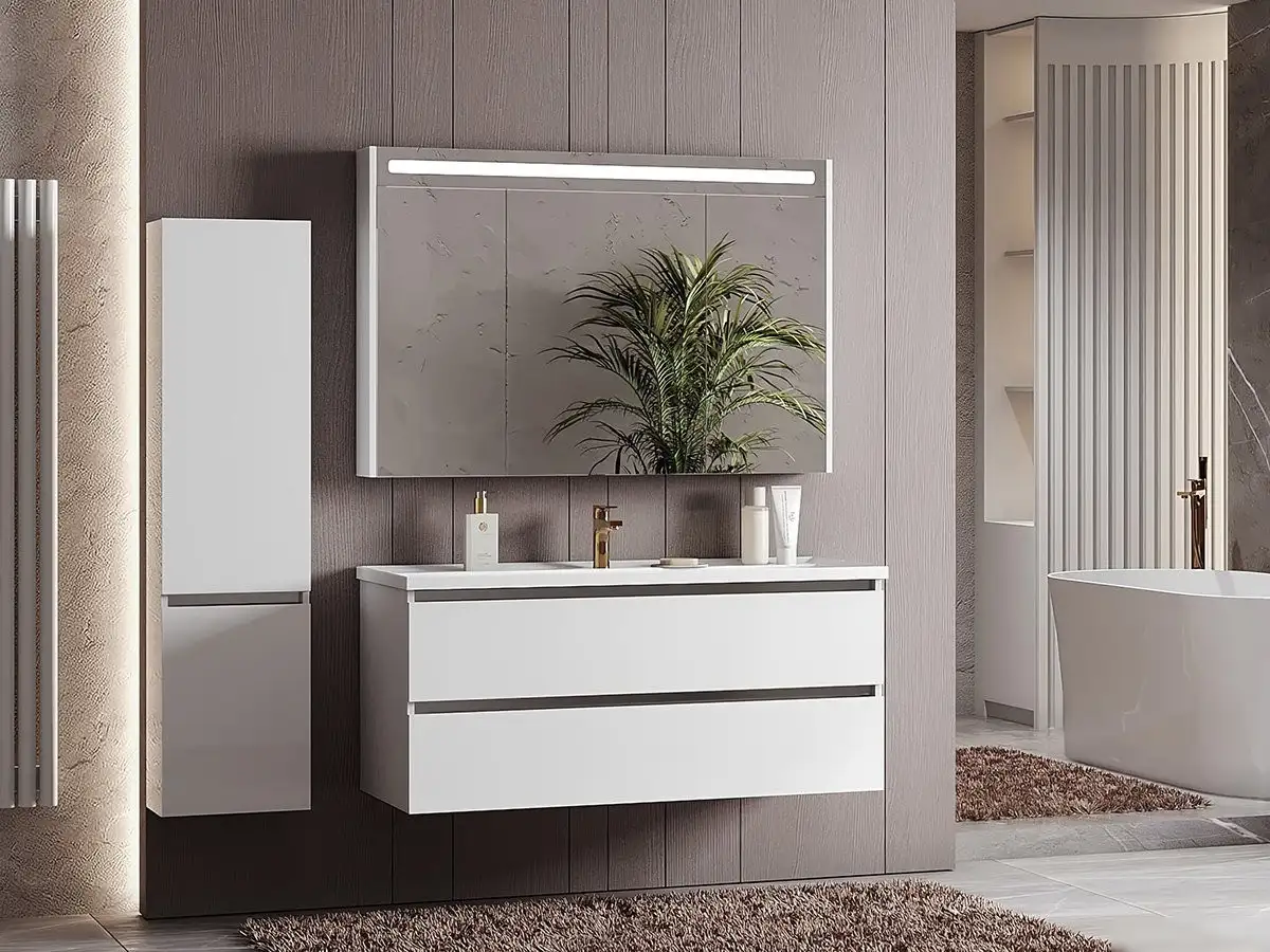 Belux Шкаф с зеркалом Бристоль ВШ 100 (1, белый глянцевый) – фото товара