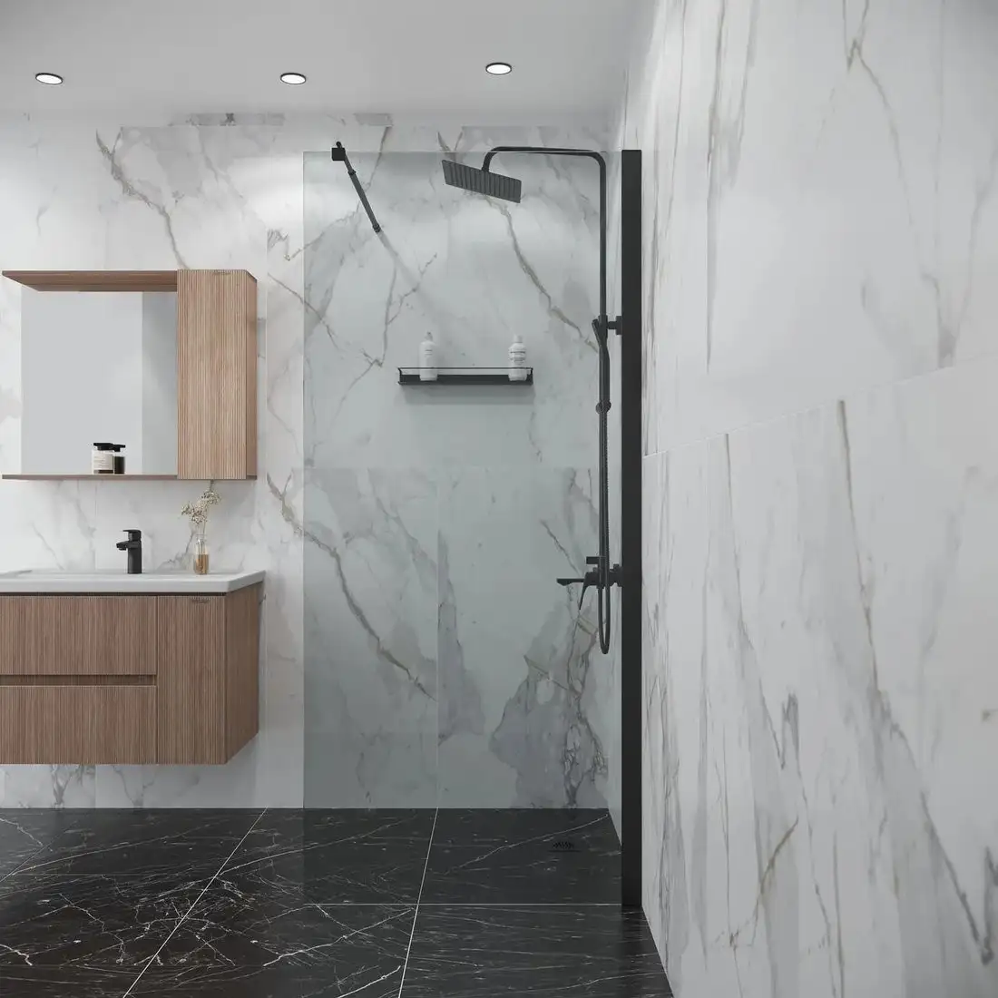 Душевая стенка Niagara 70x190 NG-551-70 (черный/прозрачное стекло) - фото товара