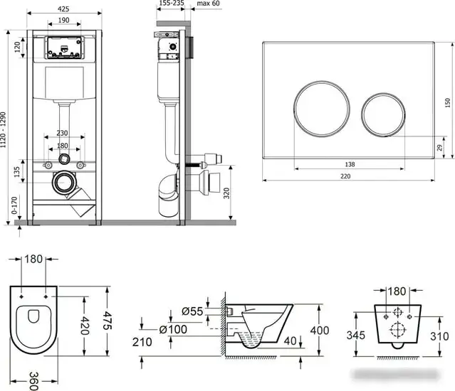 Унитаз Lavinia Boho Relfix Biore Compacto Rimless 6 в 1 75110151 (black иск. камень) - фото товара